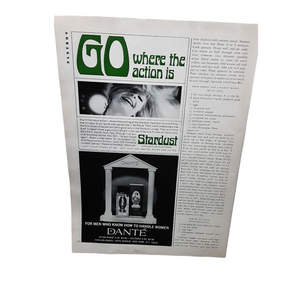 1966 Stardust Club Las Vegas Dante Cologne Original Ad Vintage 60s Ephemera - Picture 1 of 1